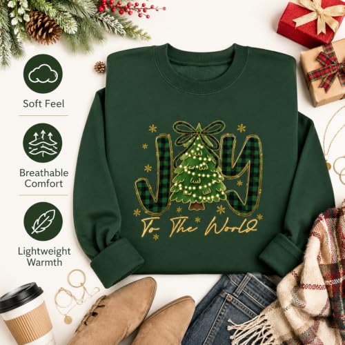 Women's Christian Christmas Sweatshirt Jesus Graphic Crewneck Holiday Top - color: Greenb, size: Medium
