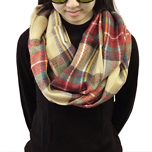 Wrapables Thick Knitted Winter Warm Infinity Scarf - color: Red and Green