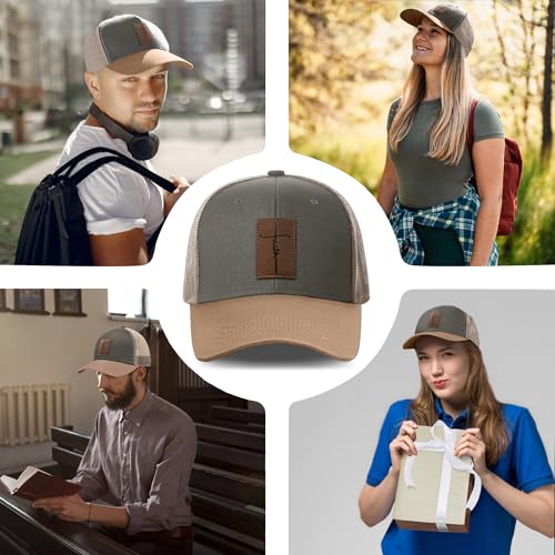 Christian Hats for Men & WomenJesus Cross HatChristianReligious GiftsforVarious Festivals&BirthdaysFaith Baseball/Trucker Cap - color: Light Green Faith