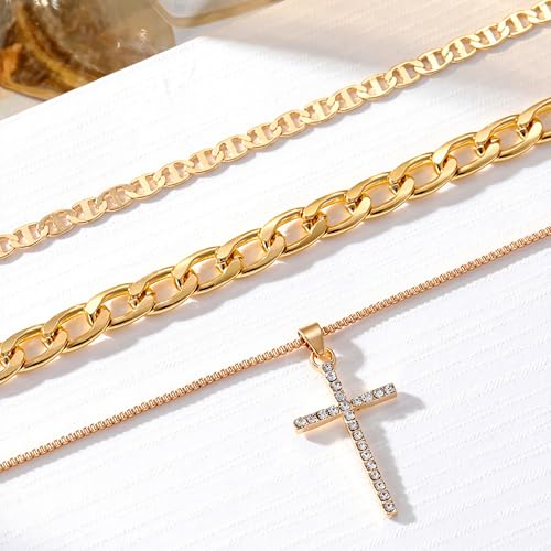 Fesciory Cross Necklace for Women, 14K Gold Plated Rhinestones Jewelry Gift - color: Gold Plated 6
