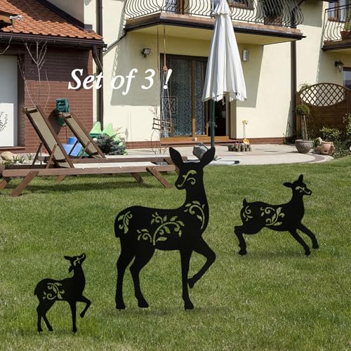 Outdoor Deer Garden Decor,Christmas Decorations Outdoor Metal Yard Stakes - color: Deer-black