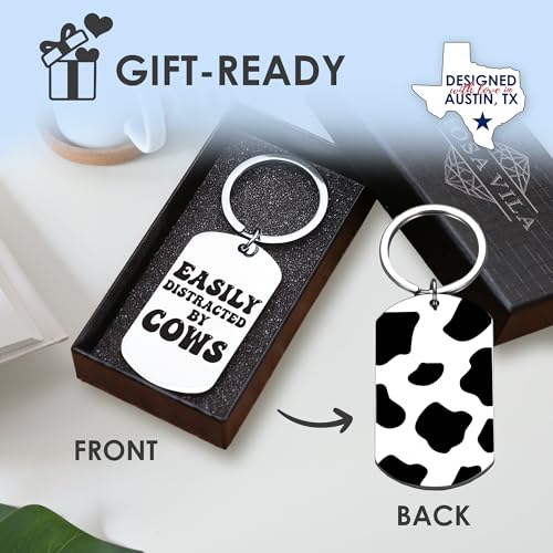 Rosa Vila Keychains For Women & Men, Gifts For Mom, Bonus Mom, Aunt, Sister, Dad, Grandma, Nurse, Teens, Coach, Teacher Pilot - style: Funny Cow Keychain