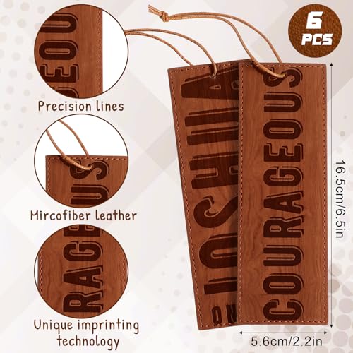 Skyygemm 6 Pieces Bible Bookmarks Church Gift Bulk Leather Christian Religious Bookmarks Scripture Joshua 1: 9 Bible Cover Faux Leather with Inspirational Verse Church Gifts for Men