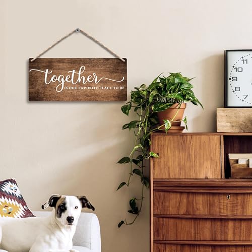 Together Is My Favorite Place to Be Hanging Wooden Signs 12x6, Rustic Farmhouse Family Wall Decor Wood Plaque Hanging Decorations for Home Living Room Couples Bedroom Door Decor - color: together