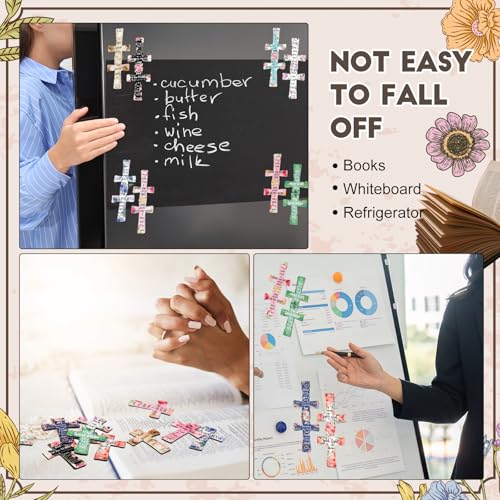 Eaasty 60 Pcs Christian Magnetic Cross Bookmarks Bible Verse Floral Magnetic Bookmarks Bulk Religious Church Reading Gift for Mother's Day Women Men Teacher Book Lovers - style: Christian