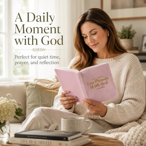 One Minute With God for Women, 365 Daily Devotionals for Women with Bible Verses, Short Reflections & God’s Promises, Pink Faux Leather Christian Book, Inspirational Gift for Her
