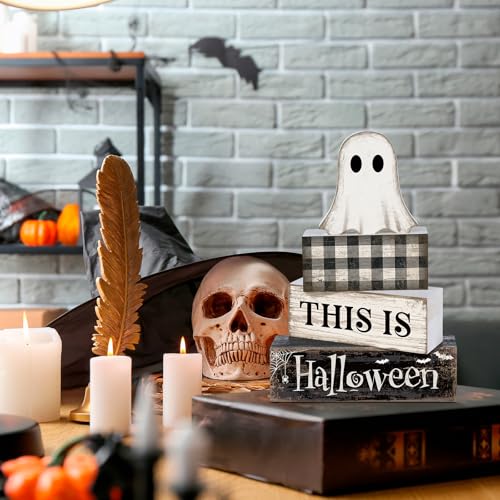 Lineshading 4 Pcs Halloween Table Decor For Home Ghost Tiered Tray Decor - style: Boo Coffee Ghost
