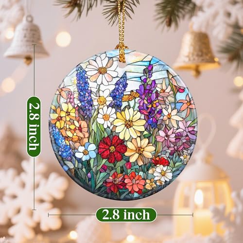 Christmas Ornaments, Flower Ornament, Christmas Tree Ornaments, Xmas Decorations, Holiday Decorations, Gifts for Flower Lovers, Holiday Party Gifts, and Xmas Gift Ideas - color: Wildflower