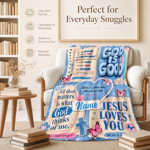Personalized God Theme Blanket, Blue Inspiration Blankets for Travel Sofa - color: Blue