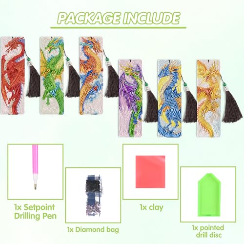 Dragon Diamond Art Bookmarks, Diamond Painting Book Marks for Adults - style: Dragon 01