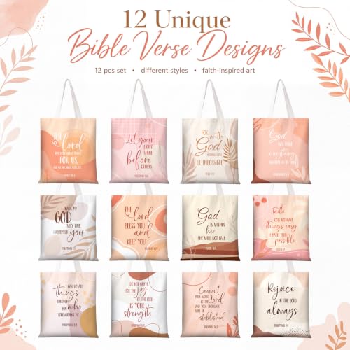 Huhumy 12 Pcs Cchristian Bible Tote Bags for Women, Canvas Bag, Boho - style: Boho