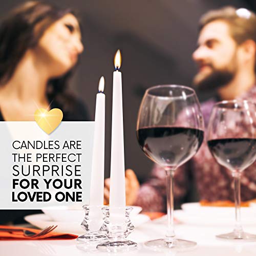 Higlow Dripless Taper Candles 10" Inch Tall Tapered Wedding Dinner Candle Set of 12 (RED)