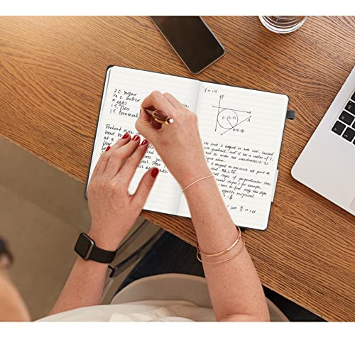 Lined Journal Notebook, 200 Pages, Leather Hardcover Notebooks, A5 College Ruled Thick Classic with Pen Loop Notebook Journals for Writing, for Women Men Office School, 5.75'' X 8.38'', Grey - color: Gray