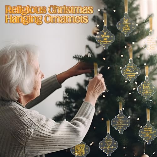 Kasyat 10 Sets Christian Tree Ornaments Bulk Clear with Cards, Classic - style: Classic