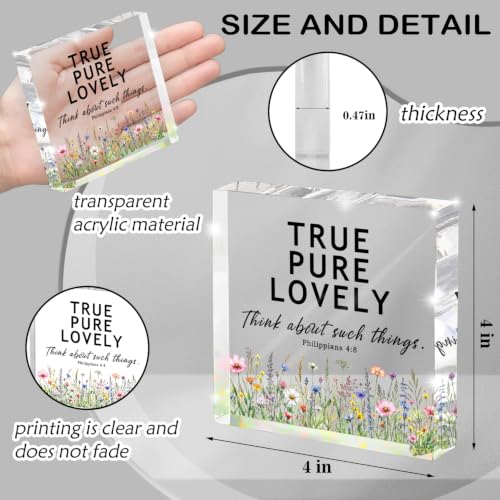 Bible Verse Philippians 4:8 Christian Decor, Inspirational Positive Scripture Desk Decorative Signs Plaques, Gifts for Women Men Prayer Coworkers Employees Friends, Sign for Home Office Shelf - color: true