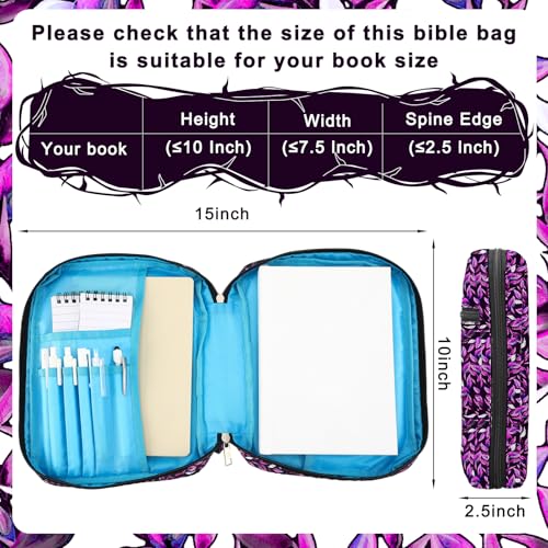 Laumoi Leaves Style Bible Cover for Women 10", Floral Case - style: Purple Leaves Style