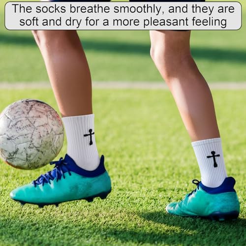 Jspupifip 4 Pairs Cross Grip Soccer Socks Anti Slip Socks - color: Black, White Proverbs 3:5
