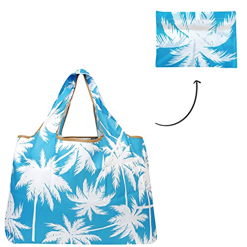 alldyrew Large Foldable Tote Nylon Reusable Grocery Bag, 3 Pack - color: Ocean Breeze, size: Set of 3