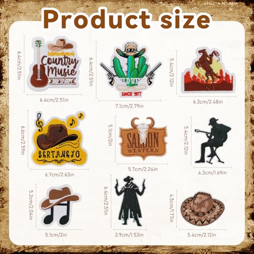 30Pcs Cowboy Iron on Patches for Clothes, Tote Bags, Hats, Backpacks - color: Cowboy-30PCS