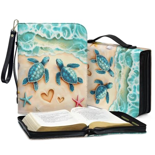 Bible Case for Women Men Large Size Bible Cover Case Book Sleeve Scripture Study Bible Carrier Bag,Size L-2XL - color: Beach Sea Turtle, size: X-Large