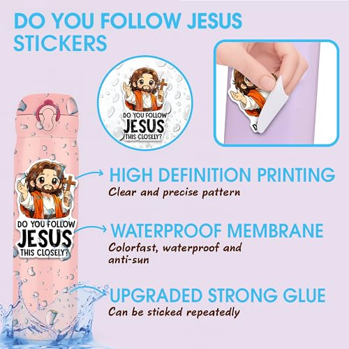 Do You Follow Jesus This Closely Sticker 3Pcs Vinyl Waterproof Jesus Decor & Party Favors for Laptop, Water Bottle, Skateboard | Non-Repeating Decals, High-Definition Print - color: Do You Follow Jesus This Closely