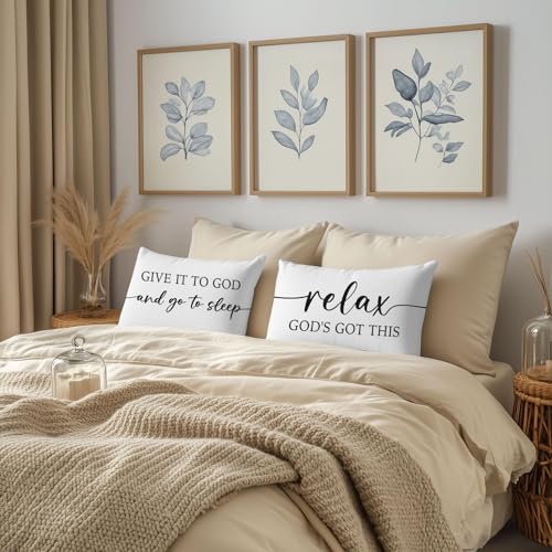 Give It to God and Go to Sleep Pillow Covers 12x20 Set of 2, White - color: White