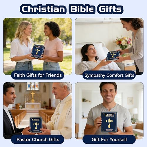 52 Scripture Cards with Bible Verses - Scripture Memory bible verse cards for Daily Devotions and Memory, Christian Mindset Decks Cards with Storage Box, Christian Bible Gifts for Men, Women, Family and Friends
