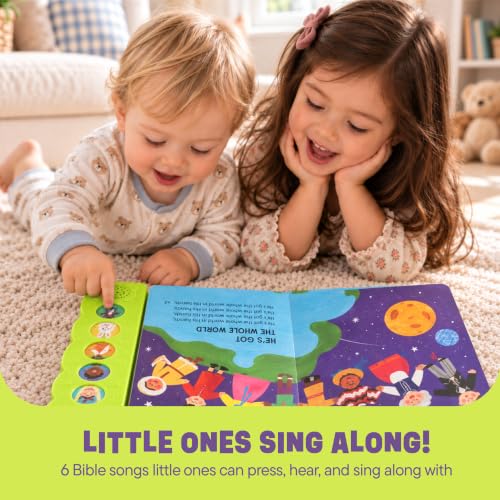 Sing Along with Jesus Christian Sound Books for Kids - 6 Bible Songs for Toddlers, Christian Gifts for Kids, Baby Bible for Baptism, Christening, Dedication Gifts, Sunday School, Preschool Homeschool - color: Sing Along With Jesus