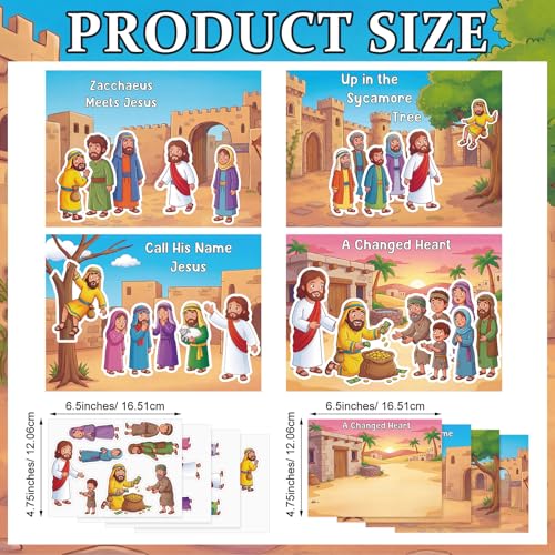 Marspark 24 Pcs Religious Bible Craft Stickers Set Zacchaeus Story Make Your Own Scene Kit Christian DIY Art Project Supplies VBS Sunday School and Church Party Activities - style: Bible Scene