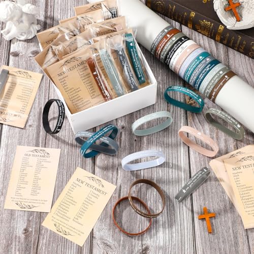 HyDren 36 Sets Bible Verse Bracelets, Religious Gifts Bulk - color: Dark Color