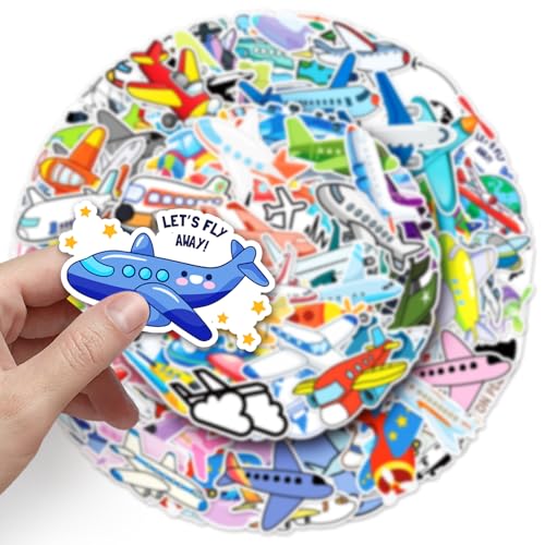 100PCS Airplane Cartoon Stickers for Teenage Kids Boys and Girls,Transportation Waterproof Stickers for Water Bottle Laptop Phone Tablet Skateboard Refrigerator Journal Guitar Luggage Skateboard - color: Airplane Cartoon