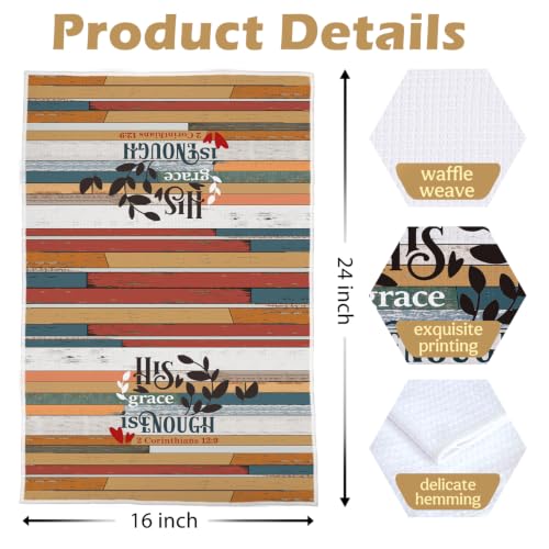 Christian Gifts Dish Towels Set - Bible Verse Decorative Waffle Weave Kitchen Towels, Inspirational Christian Gifts Hand Towels, Farmhouse Bible Verse Tea Towels, 16×24 Inches Set of 4 - color: Christian- 09
