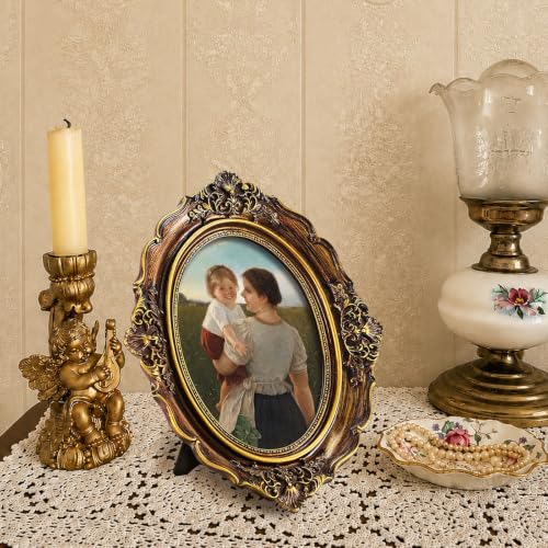 FOLKOR Classical Portrait Framed Wall Art, Joy of Motherhood Scene in 5x7 Oval Picture Frame for Living Room Bedroom, Gift for New Mom Mother's Day - color: Joy of Motherhood, size: 5x7"