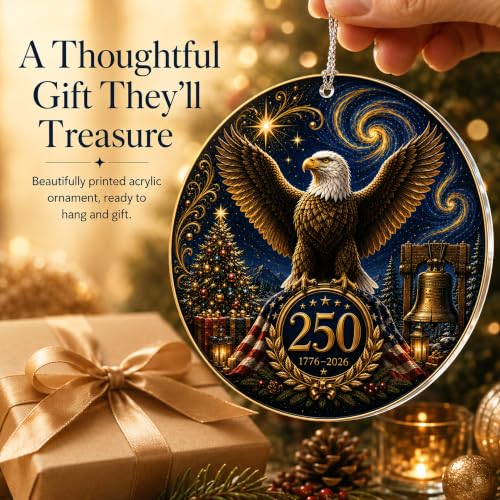 Christmas Decorations - Christmas Ornaments - 250 Anniversary USA Merchandise - Christmas Ornament 2026 – Christmas Decoration for Home, Stocking Stuffers - Gifts for Family Mom Dad Friends Coworker - color: 250yrs12