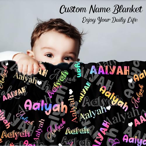 Custom Baby Blanket,Personalized Name Throw Blankets for Girls Boys Kids Baby Newborn Customized Gifts for Birthday Christmas - color: Design 7