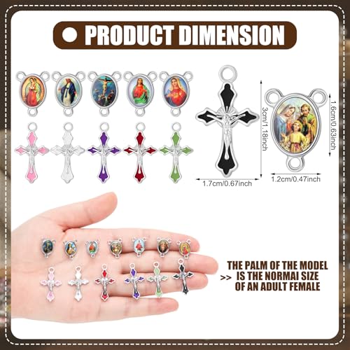 Trnayi 200 Pcs Rosary Making Kits Cross Center Medal Charm, Classic - style: Classic