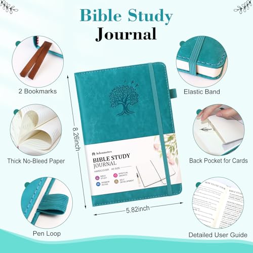 Bible Study Journal Scripture Notebook - Christian Note Taking Kit with Guided Prompts - Inspirational Religious Gifts - Faith Based Stationery Supplies for Church Notes (Teal Blue) - color: Teal Blue
