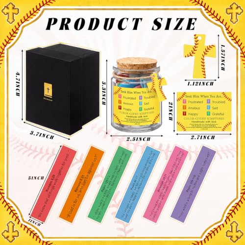 Lunmon Softball Christian Affirmation Jar with Color-coded Bible Verses - style: Softball