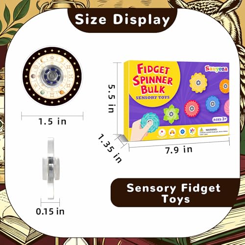 52 Pcs Back to School Fidget Spinners Bulk Party Favors Classroom Prizes - color: Tl-sa-3-brown