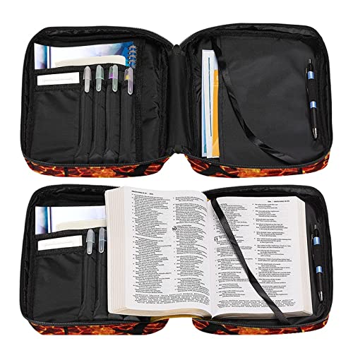 Coldinair Firing Soccer Print Bible Cover for Boys Kids Bible Case Carrying Book Case Church Bag with Handle and Zippered Pockets,Lightweight and Durable - color: Firing Soccer