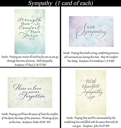 Sympathy Cards ~ No Repeated Designs~ 32 Cards and Designs ~ Christian/Religious Greeting Card Assortment ~ Scripture in every card ~ Envelopes Included