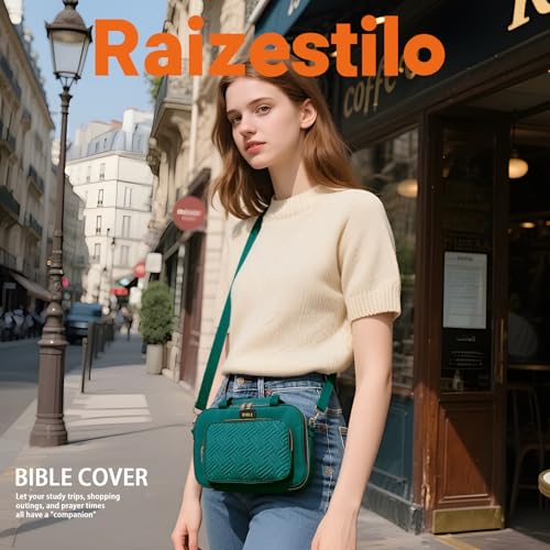 Bible Cover for Women Bible Case, Large Bible Bag, Bible Study Supplies Bible Journaling Kit Book Carrying Case with Bible Highlighters Tabs, Valentines Day Christian Gifts for Women (Green) - color: Green