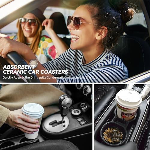 Be The Sunshine Car Cup Holder Coasters 2 Pack 2.63" for Women - color: Gold