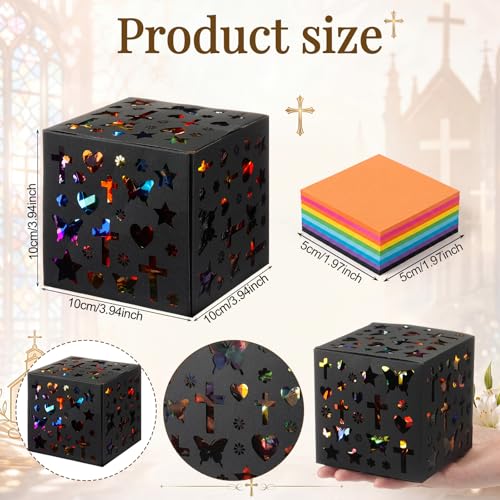 DoubleFill 24 Sets VBS Crafts Tissue Paper Lanterns Crafts Kits Religious Cross Tissue Paper Lanterns Bulk Suncatcher DIY Cross Ornaments for Church Sunday School VBS Art Classroom
