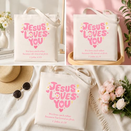 Bible Tote Bags for Women, Christian Tote Bag Reusable Grocery Shopping Bag