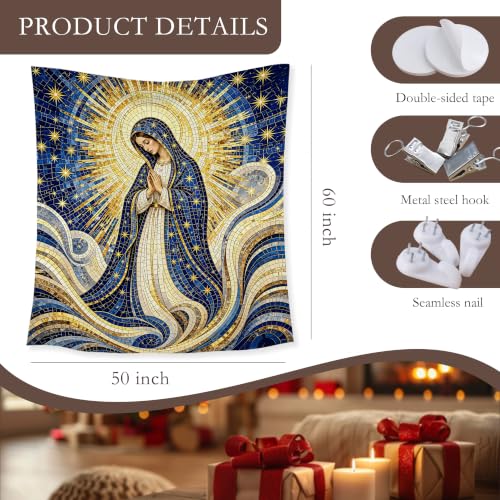 HUGANE Virgin Mary Christian Catholic Tapestry Wall Decor 50x60 Inch - color: colour-03