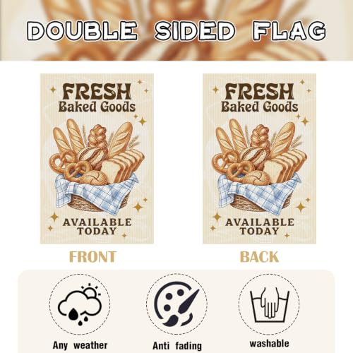 Sourdough Bakery Garden Flag Baked Goods Double-Sided Decoration - color: Brown Yellow