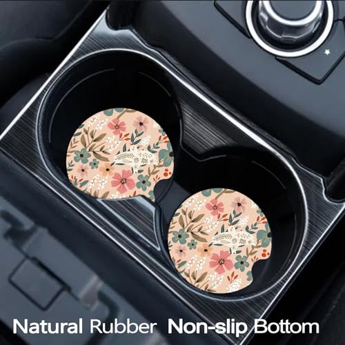 Car Coasters for Cup Holders - Retro Pigeon Flower Floral - color: Retro Pigeon Flower Floral
