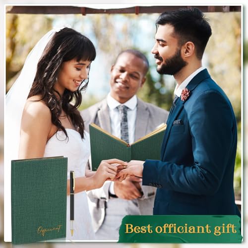 Engrowtic Wedding Officiant Book with Pen 5.25x8.25,Dark Green,Classic - color: Dark Green, style: Classic