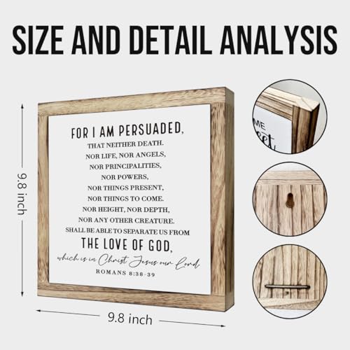 Scripture Sign, Romans 8:38-39 - For I am Persuaded Sign, Wooden Plaques Box Signs, Bible Verse Decor Art, Farmhouse Decoration for Shelf, Christian Wooden Table Signs, Religious Home Office Decor - color: Christian 18